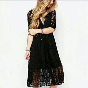 Black Free People Mountain Laurel Lace Dress - 6